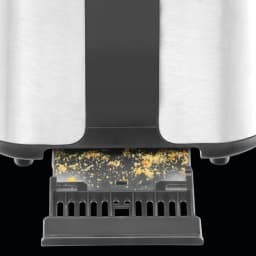 Grille-pain Krups Control Line 850W 2 Fentes Acier Inoxydable KH442D, détail: tiroir ramasse-miettes sorti avec miettes