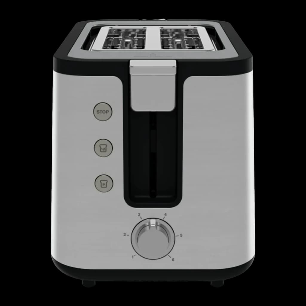 Grille-pain Krups Control Line 850W 2 Fentes Acier Inoxydable KH442D, détail face avant: boutons STOP, molette 1-6 et levier