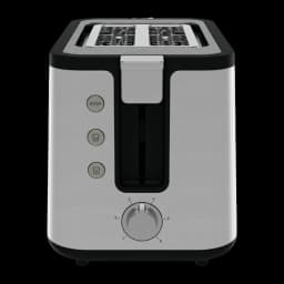 Grille-pain Krups Control Line 850W 2 Fentes Acier Inoxydable KH442D, détail face avant: boutons STOP, molette 1-6 et levier