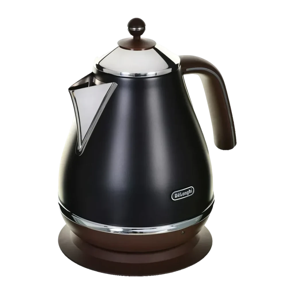 Chaleira elétrica De'Longhi Icona Vintage KBOV 2001 1,7L 2000W Preto, detalhe: corpo mate, pega e remate castanho, base