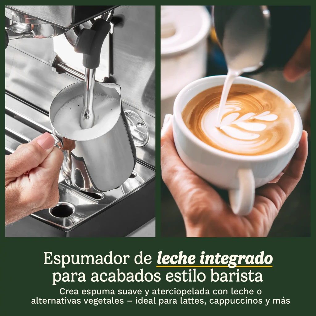 Machine à Expresso Cuisinart 2,2L Moulin intégré 16 positions Noir/Argent EM640E, détail buse vapeur: moussage du lait