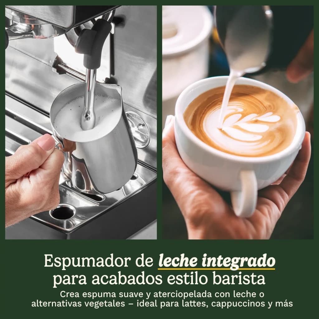Machine à Expresso Cuisinart 2,2L Moulin intégré 16 positions Noir/Argent EM640E, détail buse vapeur: moussage du lait