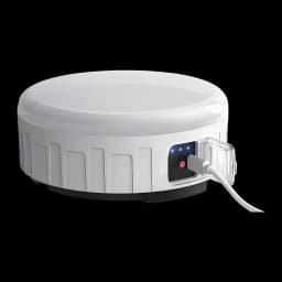 Lanterna de Campismo Superfire T25 Branco Recarregável USB 400 Lúmens, detalhe: porta USB com cabo ligado, indicador