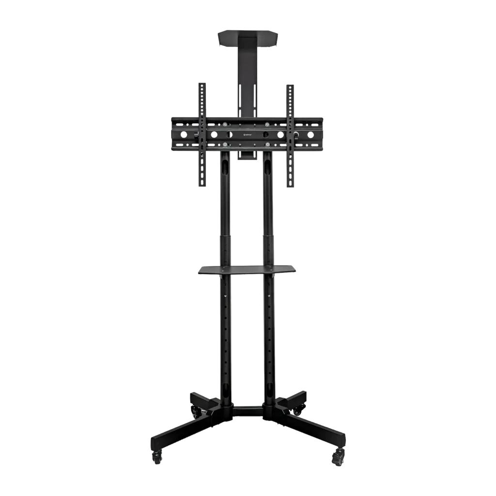 Support TV UNYKAch UK501 Noir Sol Mobile Inclinable ±15° 32 pouces-75 pouces VESA 600x400, vue de face: structure complète