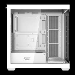 Caixa PC darkFlash Cristal Panorâmico 270° ATX Midi Tower 434x218x454mm Branco DS900W, detalhe: interior com bandeja