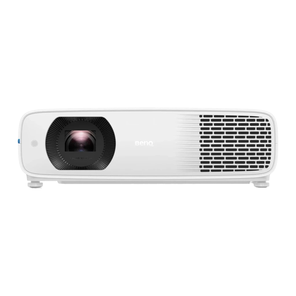 Projecteur BenQ Full HD 5000 Lumens ANSI LED DLP Blanc LH750, détail avant: objectif à teinte violette et grille