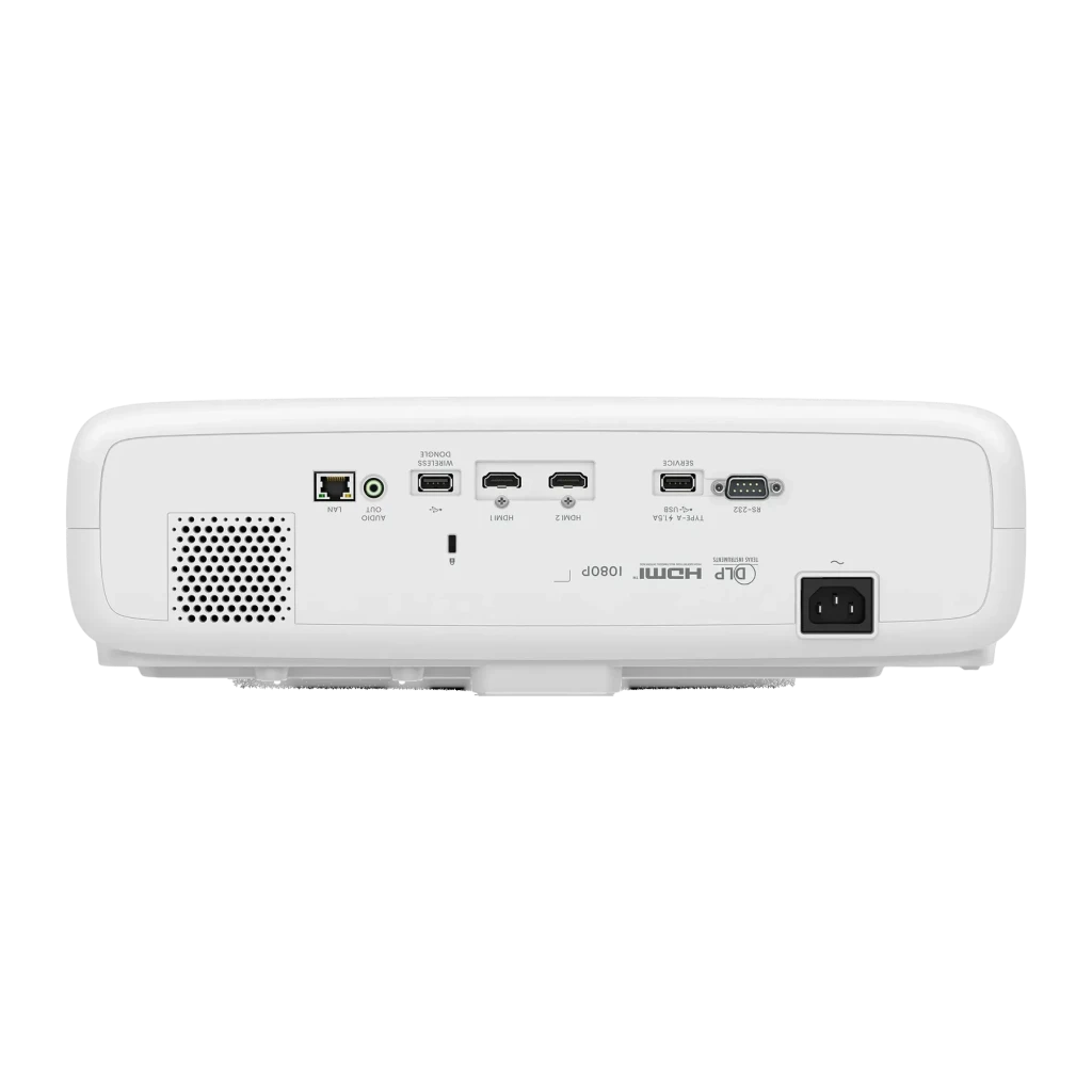 Projecteur BenQ Full HD 5000 Lumens ANSI LED DLP Blanc LH750, vue arrière: panneau de connectivité avec HDMI, USB, RJ45