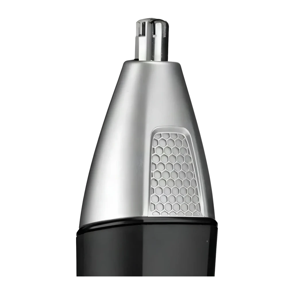 Máquina de Cortar Cabelo Multifunções BaByliss 11 em 1 Sem Fio 240min Preta MT812E, detalhe: cabeça nasal prateada