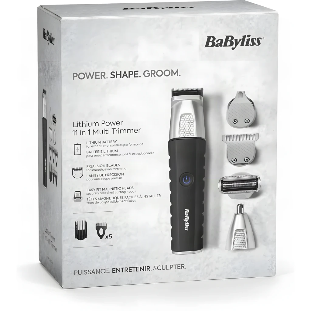 Máquina de Cortar Cabelo Multifunções BaByliss 11 em 1 Sem Fio 240min Preta MT812E, conteúdo da caixa: corpo preto