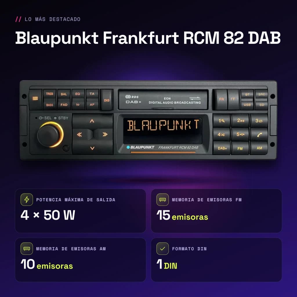 Autorradio Blaupunkt Frankfurt RCM 82 DAB Negro 1 DIN Bluetooth - características