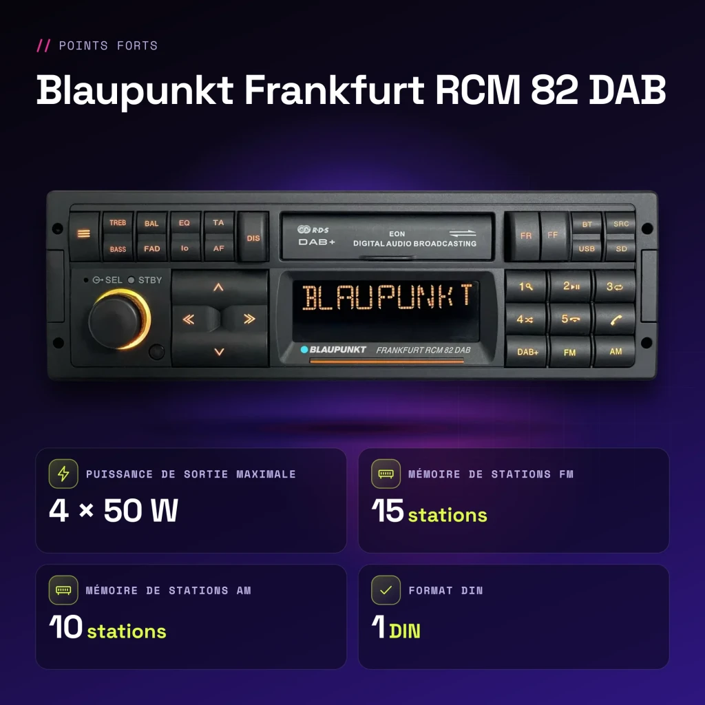 Autorradio Blaupunkt Frankfurt RCM 82 DAB Negro 1 DIN Bluetooth - características