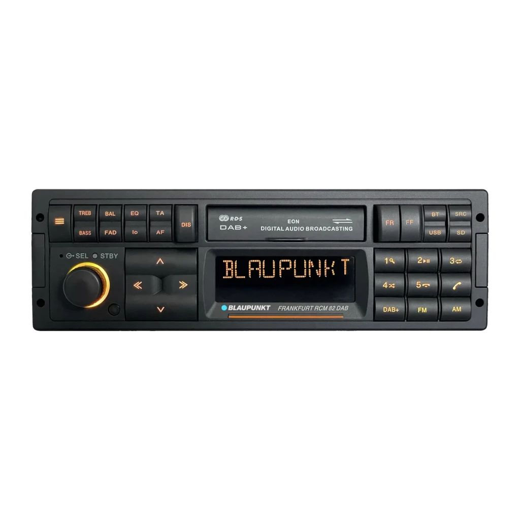 Autorradio Blaupunkt Frankfurt RCM 82 DAB Negro 1 DIN Bluetooth, vista frontal: pantalla LED naranja con logo, botones