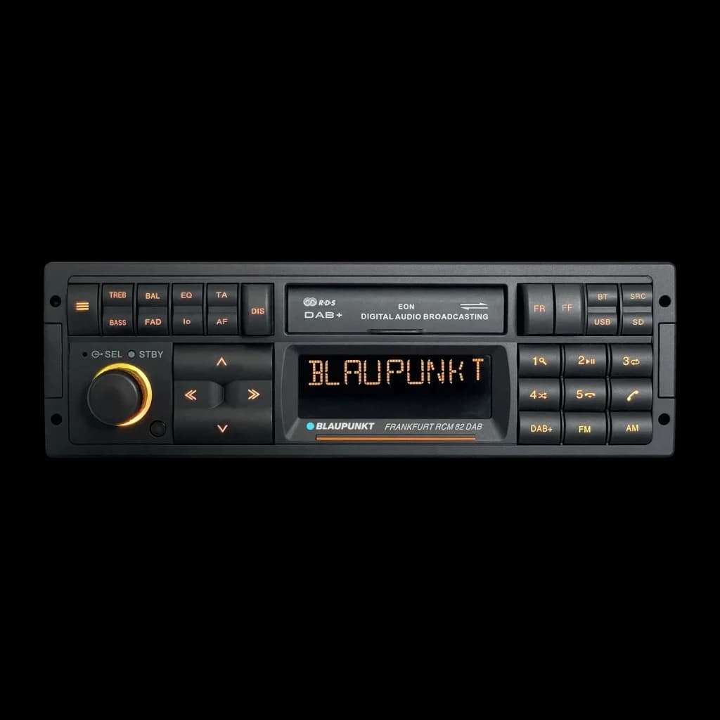 Autorradio Blaupunkt Frankfurt RCM 82 DAB Negro 1 DIN Bluetooth, vista frontal: pantalla LED naranja con logo, botones