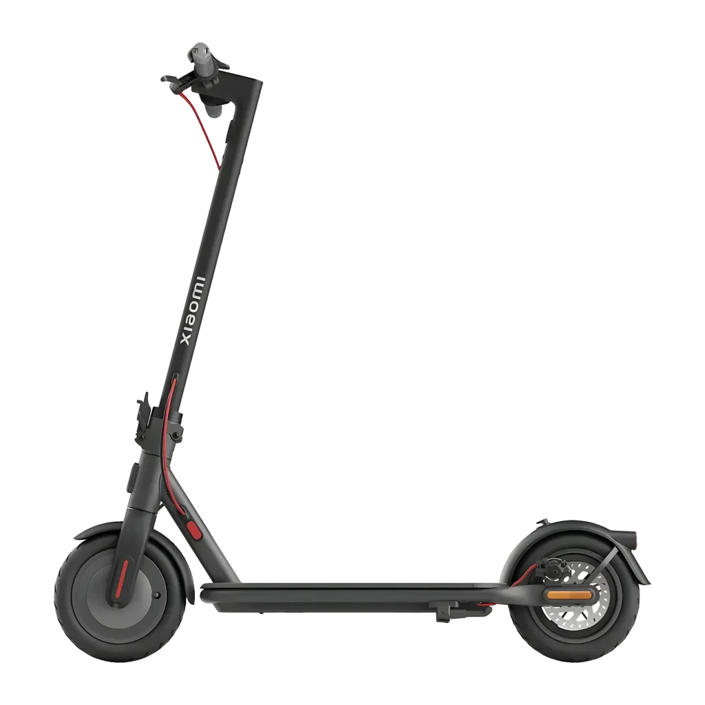 Trottinette Électrique Xiaomi Electric Scooter 4 Swiss Edition 300W 35km 20km/h 10 pouces Noir, détail latéral: logo Xiaomi