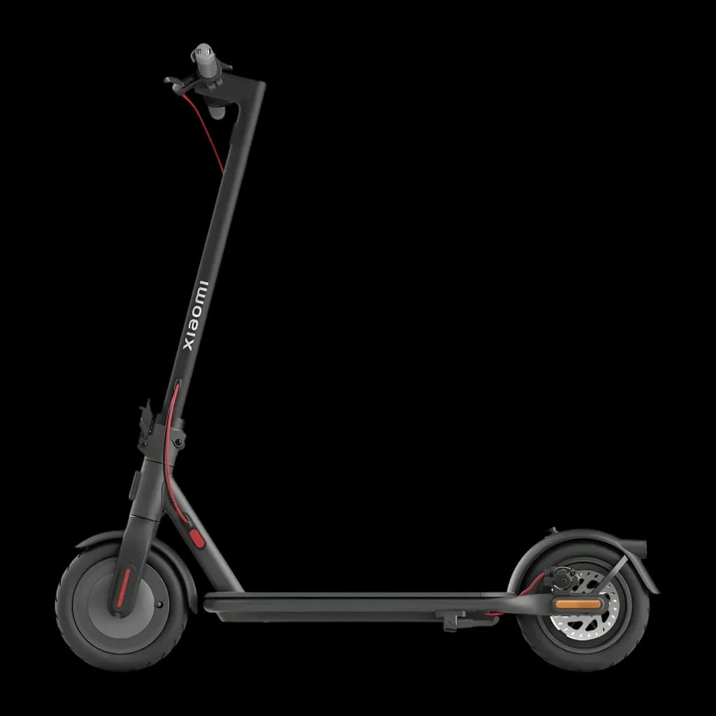 Trottinette Électrique Xiaomi Electric Scooter 4 Swiss Edition 300W 35km 20km/h 10 pouces Noir, détail latéral: logo Xiaomi