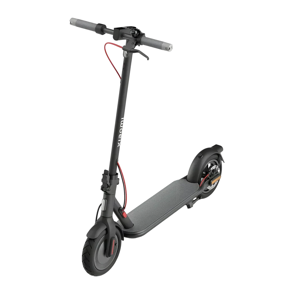 Trottinette Électrique Xiaomi Electric Scooter 4 Swiss Edition 300W 35km 20km/h 10 pouces Noir, détail: vue en angle
