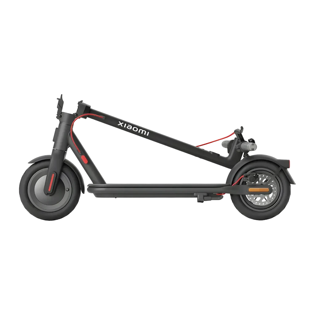 Trottinette Électrique Xiaomi Electric Scooter 4 Swiss Edition 300W 35km 20km/h 10 pouces Noir, détail latéral: logo Xiaomi