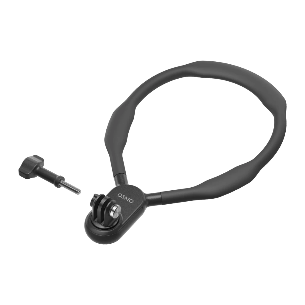 Suporte de Pescoço DJI para Osmo Action Preto Gel de sílica flexível Mãos livres, detalhe: anel de silicone cinza, base
