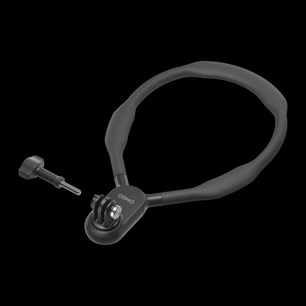 Suporte de Pescoço DJI para Osmo Action Preto Gel de sílica flexível Mãos livres, detalhe: anel de silicone cinza, base