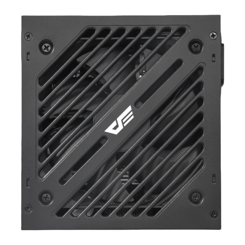 Bloc d'alimentation Darkflash non modulaire 850W 80 Plus Bronze Noir EMT850, détail: grille frontale avec ventilateur