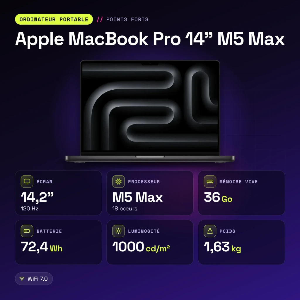 Portátil Apple MacBook Pro 14 polegadas M5 Max 36GB/2TB SSD 14,2 polegadas macOS Tahoe Preto - características