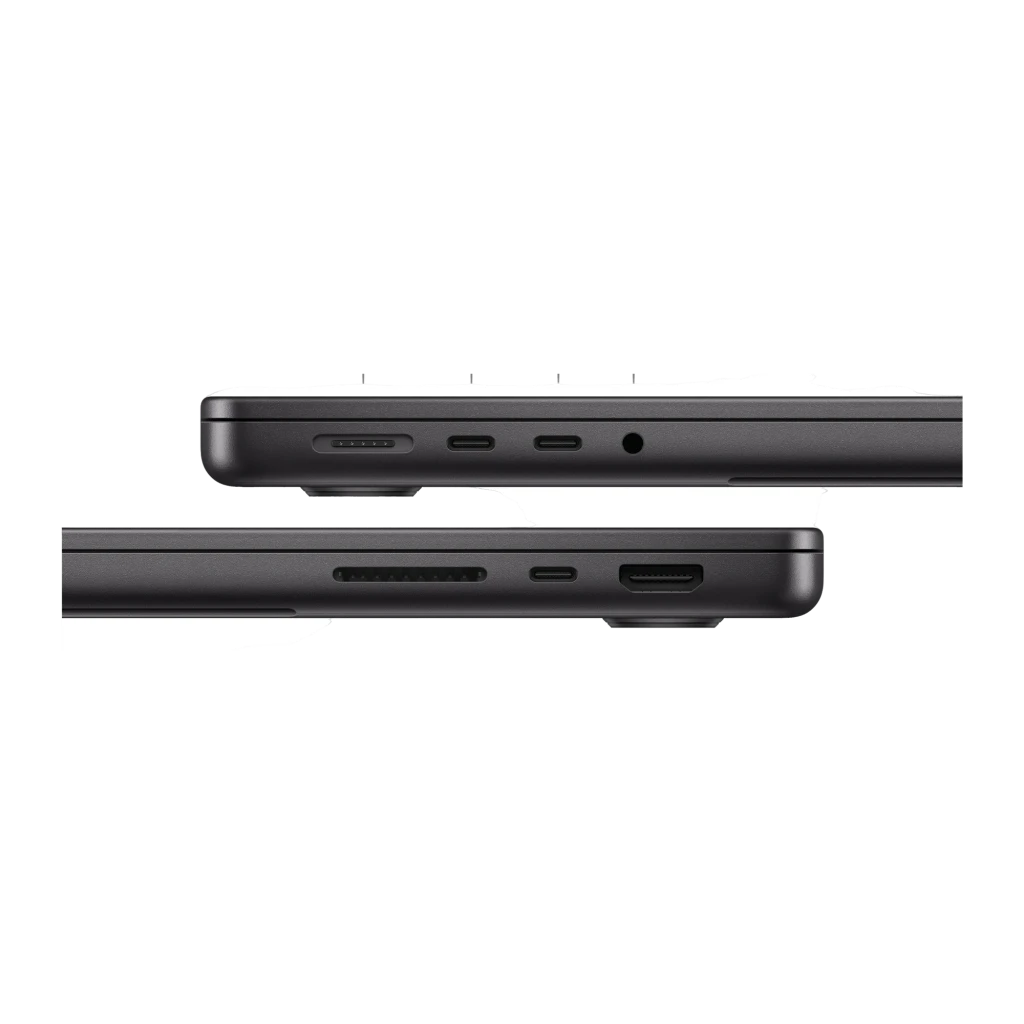 Portátil Apple MacBook Pro 14 polegadas M5 Max 36GB/2TB SSD 14,2 polegadas macOS Tahoe Preto, lateral: portas MagSafe