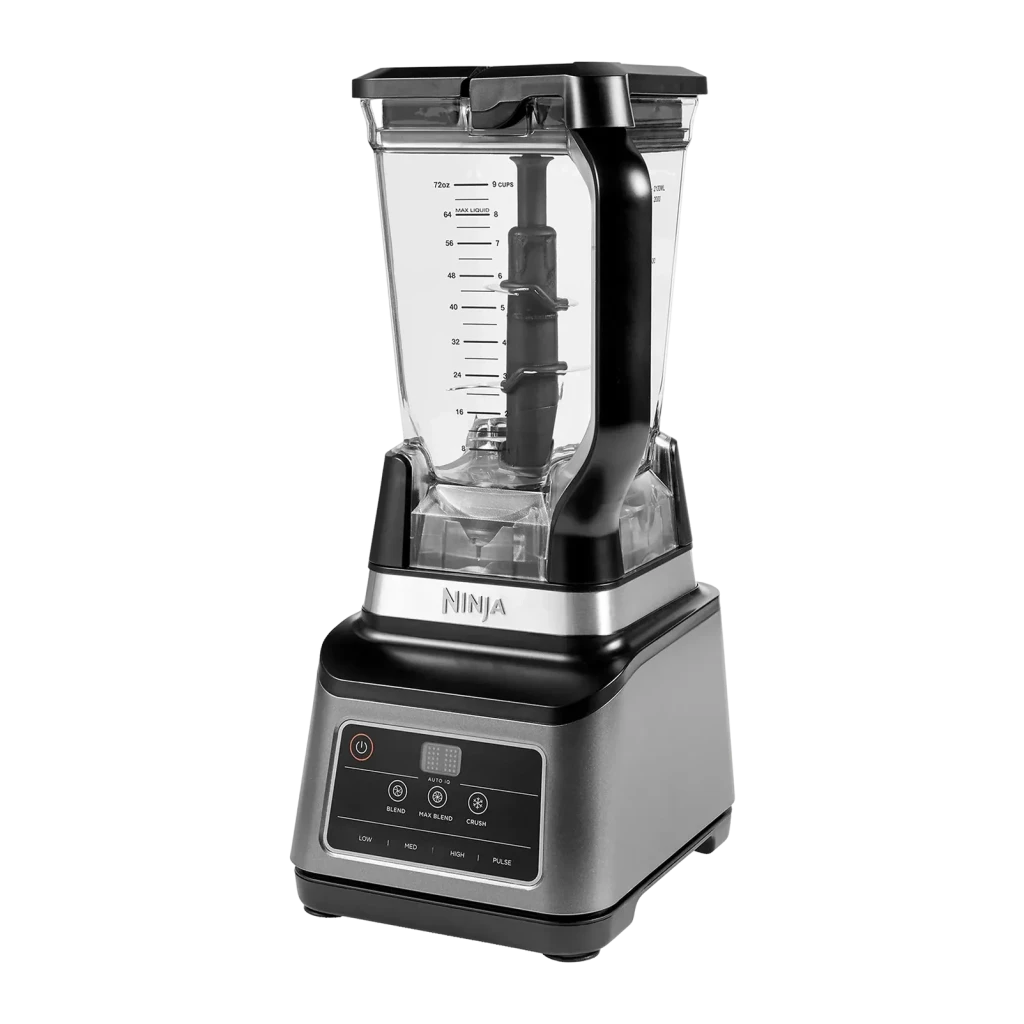 Liquidificador Ninja 2,1L 1200W 3 velocidades Preto BN750EU, detalhe: copo transparente com escala de medição e lâminas