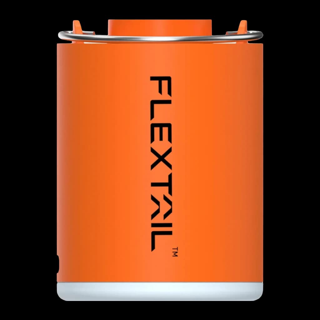 Bomba Portátil Flextail Tiny Pump X Laranja Recarregável USB-C 400lm 3 níveis, vista frontal: corpo cilíndrico laranja