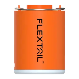 Bomba Portátil Flextail Tiny Pump X Laranja Recarregável USB-C 400lm 3 níveis, vista frontal: corpo cilíndrico laranja