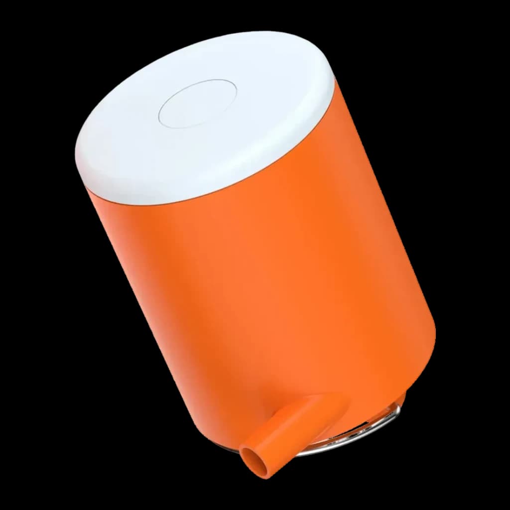 Bomba Portátil Flextail Tiny Pump X Laranja Recarregável USB-C 400lm 3 níveis, detalhe: corpo cilíndrico laranja, tampa