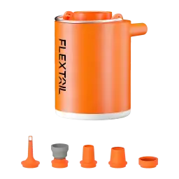 Bomba Portátil Flextail Tiny Pump X Laranja Recarregável USB-C 400lm 3 níveis, detalhe: corpo cilíndrico laranja com logo