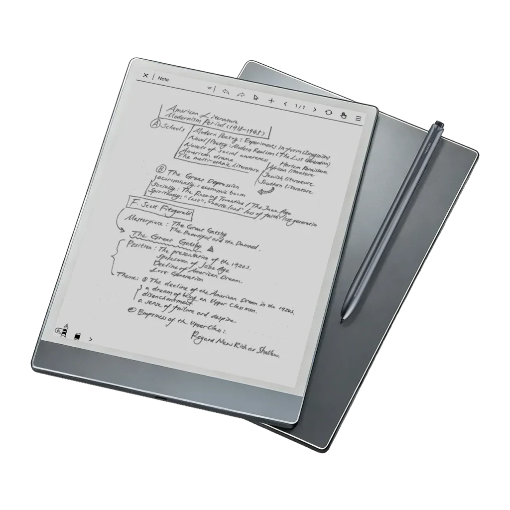 Carnet Numérique Huion Kamvas Ink 10 64Go Gris Stylet EMR sans charge 8192 niveaux EB1011, détail: écran avec notes