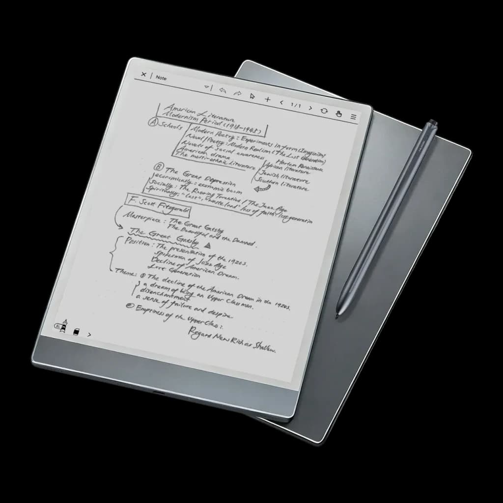Carnet Numérique Huion Kamvas Ink 10 64Go Gris Stylet EMR sans charge 8192 niveaux EB1011, détail: écran avec notes