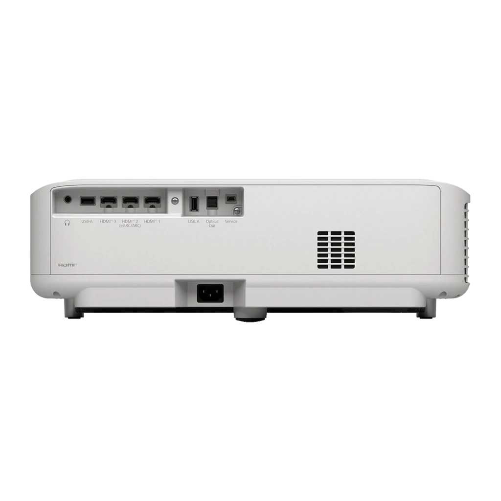 Projecteur laser ultra-courte focale Epson LifeStudio Grand 4K UHD 3600 lumens ANSI Blanc EH-LS670W, vue arrière: ports