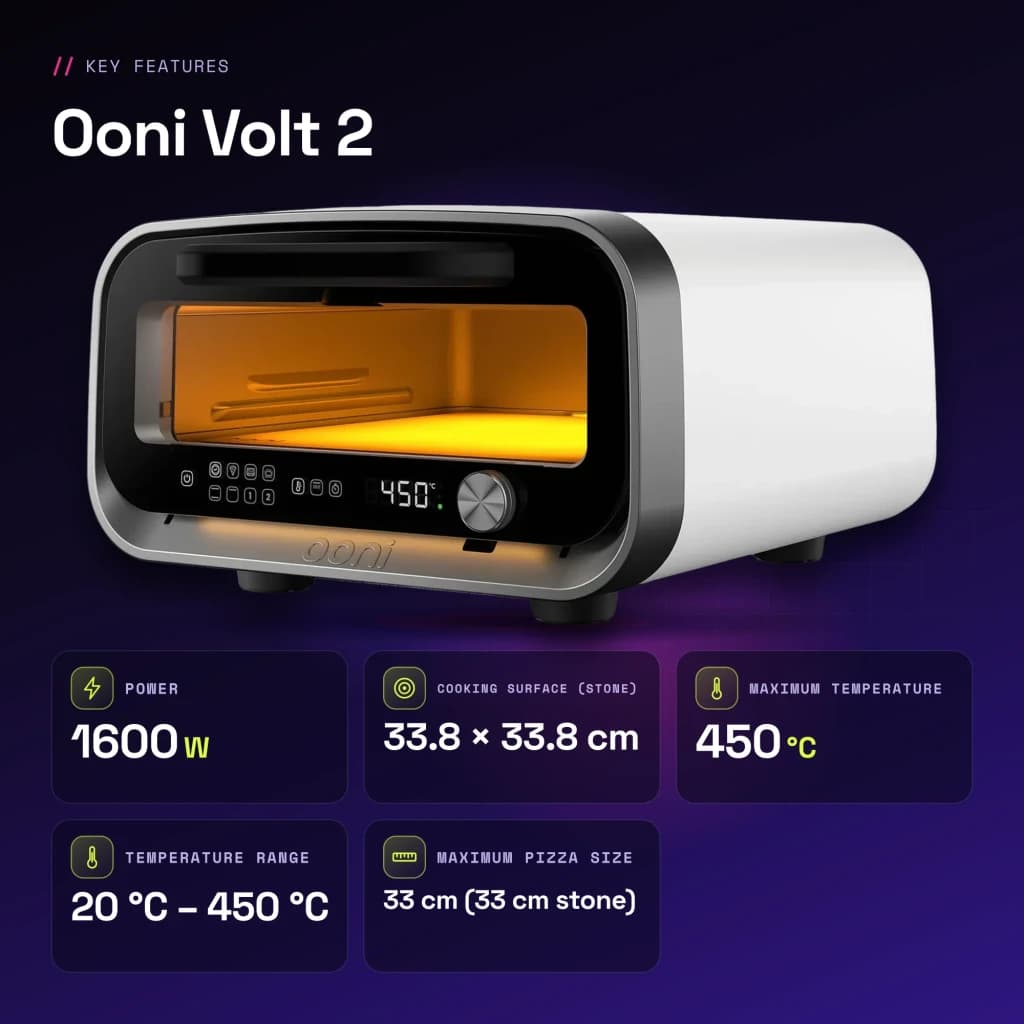 Four à pizza électrique Ooni Volt 2 1600W Blanc - caractéristiques