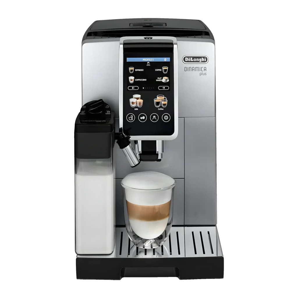 Máquina de Café Superautomática De'Longhi Dinamica Plus 1,8L Moinho Integrado Preto/Prata ECAM380.85.SB, detalhe: ecrã tátil