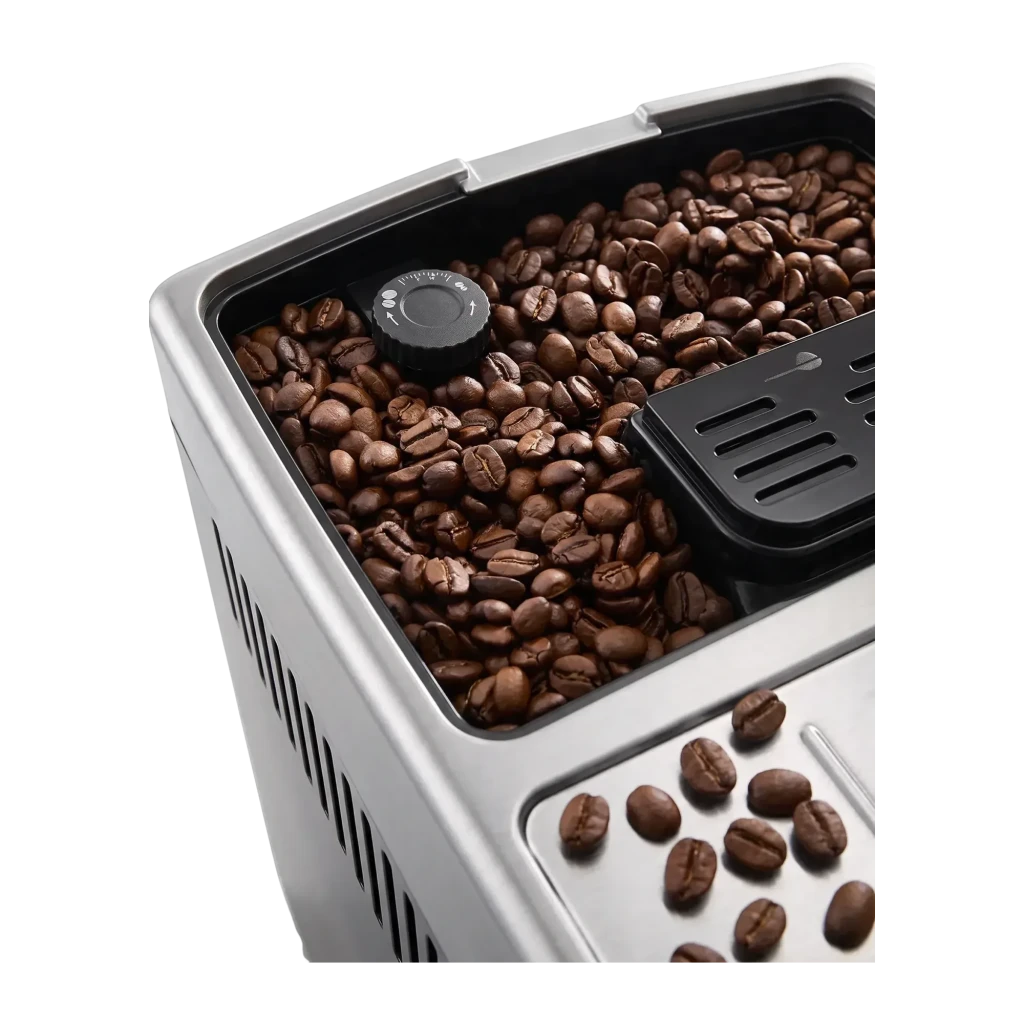 Máquina de Café Superautomática De'Longhi Dinamica Plus 1,8L Moinho Integrado Preto/Prata ECAM380.85.SB, detalhe: tremonha