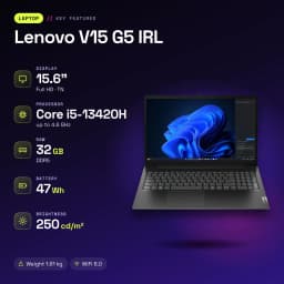 PC portable Lenovo V15 G5 IRL 32 Go/512 Go 15,6 pouces FHD Intel Core i5-13420H SSD NVMe PCIe 4.0 Windows 11 Home Noir - caractéristiques