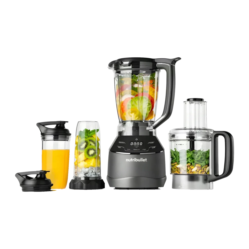 Blender et robot NutriBullet Triple Prep System 1,8L 1500W 4 vitesses Noir NBF580B, vue de face: base avec écran digital