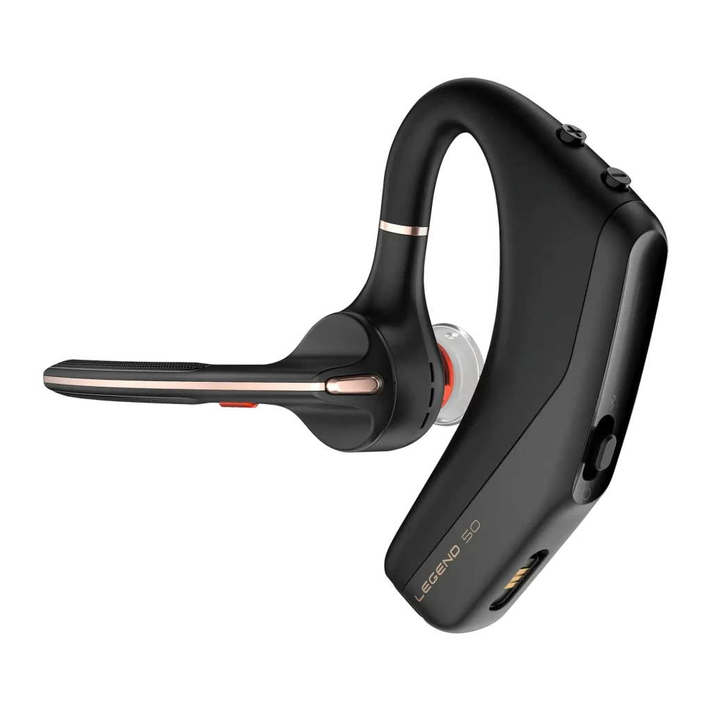 Écouteurs HP Poly Voyager Legend 50 UC Intra-auriculaires Mono Bluetooth 5.4 Noir, vue arrière: corps noir avec logo Legend