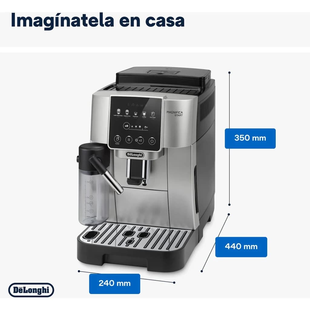 Máquina de café superautomática De'Longhi Magnifica Start Milk 1,8L Moinho integrado Prata ECAM220.80.SB, vista lateral
