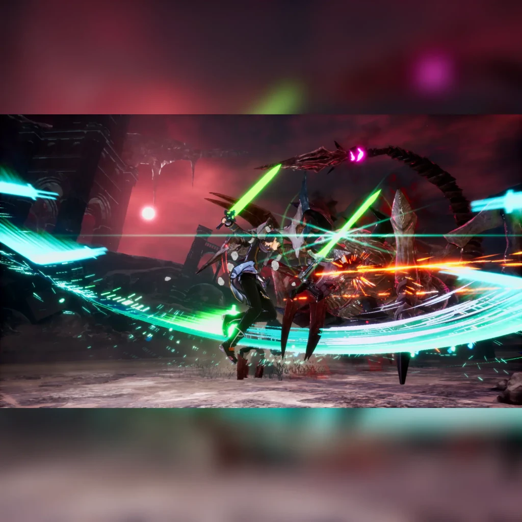 Videojuego Bandai Namco Entertainment Sword Art Online: Last Recollection PS5, en uso: combate con espadas de luz neón verde