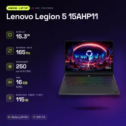 Portátil Lenovo Legion 5 16GB/512GB RTX 5050 15.3 pulgadas OLED WQXGA AMD Ryzen 7 250 SSD NVMe PCIe 4.0 Windows 11 Home Negro 15AHP11 - características