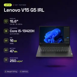 Portátil Lenovo V15 G5 IRL 16GB/512GB 15.6 polegadas FHD Intel Core i5-13420H SSD NVMe PCIe 4.0 Sem Sistema Operativo Preto - características