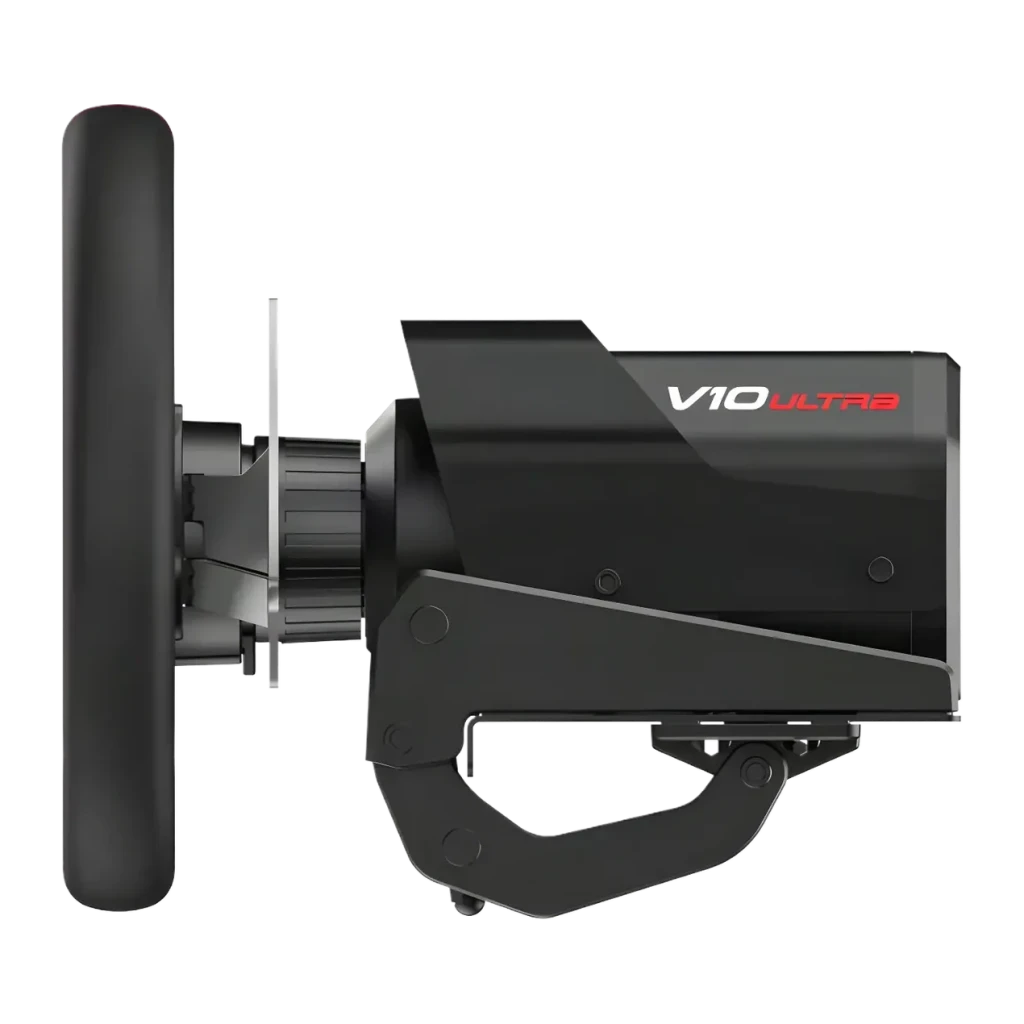 Volant de course PXN V10 Ultra Direct Drive 3,2 Nm PC/Xbox/PS4 Noir, détail latéral: moteur, axe central et bride de fixation