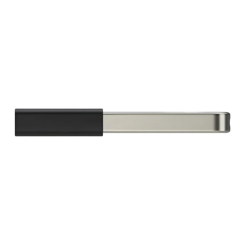 Pendrive Lexar JumpDrive Fingerprint F35 Pro 64GB USB 3.2 Gen 1 400MB/s Negro, detalle lateral: conector USB metálico
