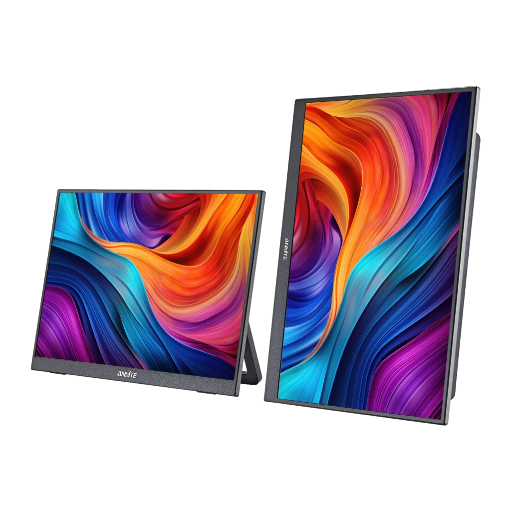 Écran Portable ANMITE 16 pouces 144Hz WUXGA 1920×1200 IPS 1ms Noir A160W03H, détail: modes paysage et portrait avec dalle