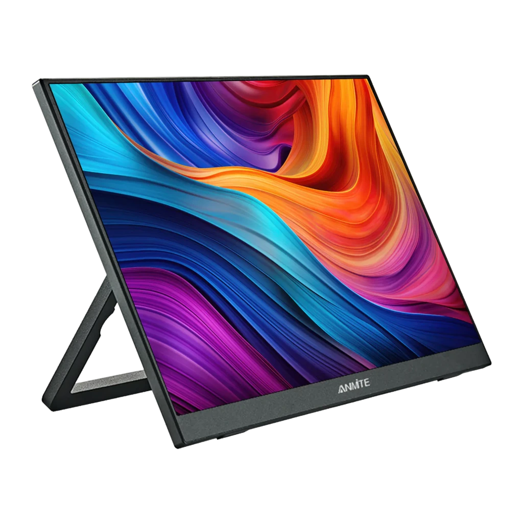 Écran Portable ANMITE 14 pouces WUXGA 1920×1200 IPS 60Hz 5ms Noir A140W05, vue de face: dalle IPS avec image colorée