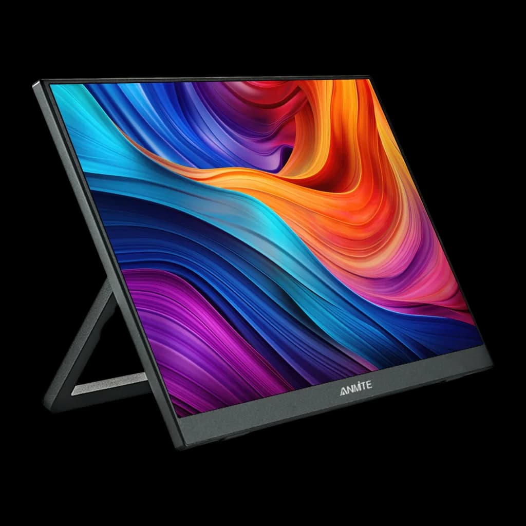 Écran Portable ANMITE 14 pouces WUXGA 1920×1200 IPS 60Hz 5ms Noir A140W05, vue de face: dalle IPS avec image colorée