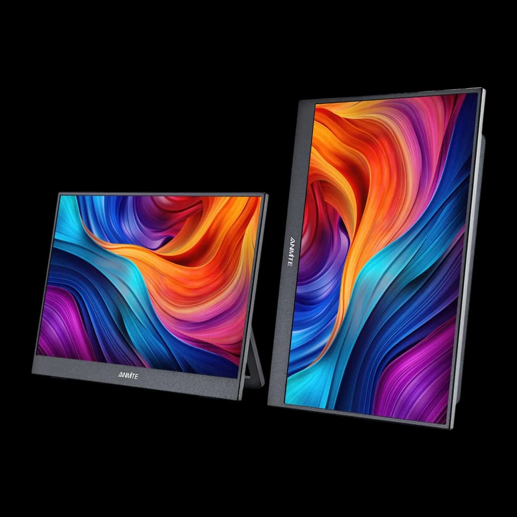 Écran Portable ANMITE 14 pouces WUXGA 1920×1200 IPS 60Hz 5ms Noir A140W05, détail: deux unités en paysage et portrait